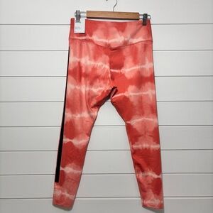 Nike Women's Dry-Fit Leggings-Madder Root&Clear Tie-Dye One Luxe Mid-Rise Size L